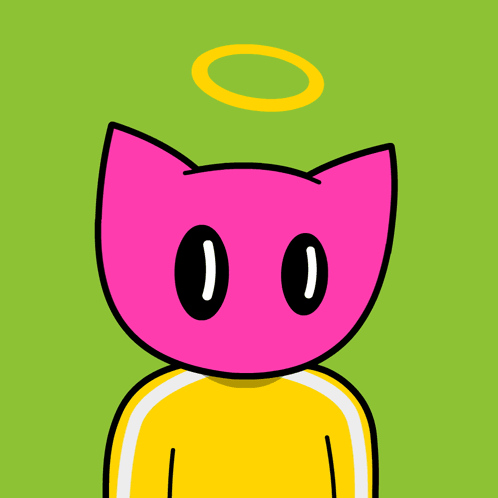 Pink Cat With Yellow Jacket and Halo