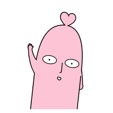 Pink Character Waving Heart