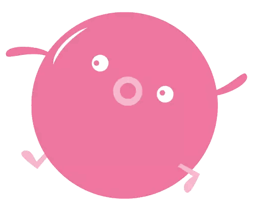 Pink Circle With Face and Legs