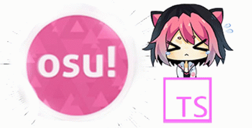 Pink Circle With Osu Next to Crying Girl