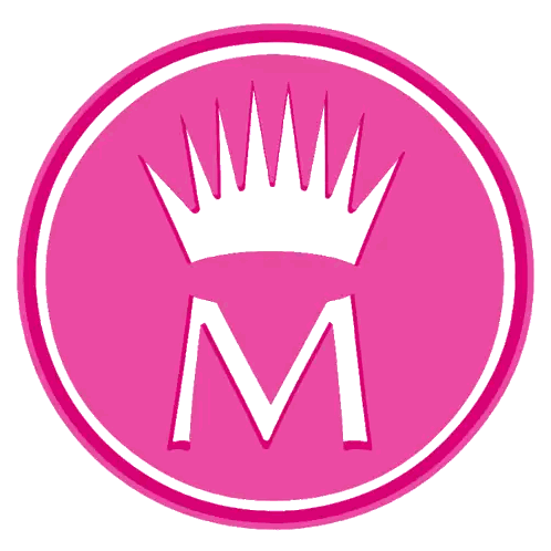 Pink Circle With White Crown and M