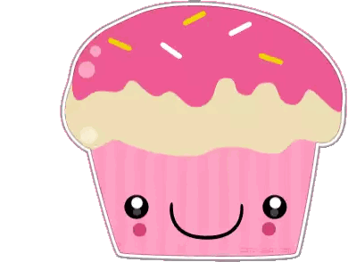 Pink Cupcake with Sprinkles and Smile