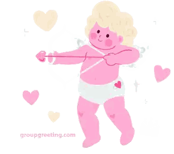 Pink Cupid Holding Bow and Arrow