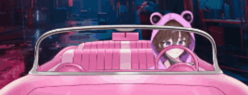 Pink Cute Car Anime GIF