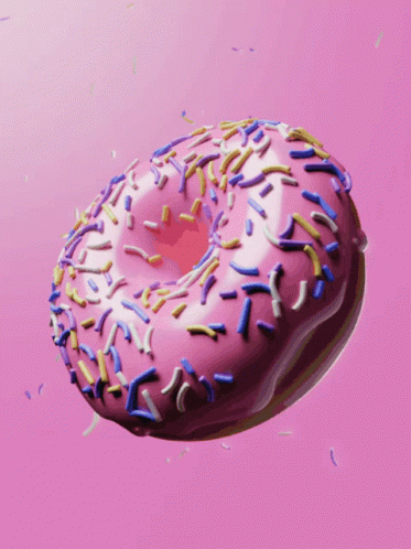 Pink Donut With Sprinkles Floating