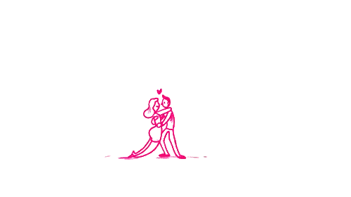 Pink Drawing of Man and Woman