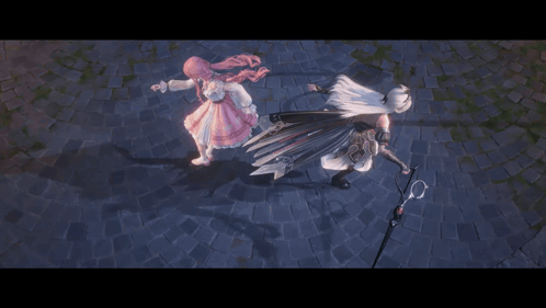 Pink Dress Girl Beside Black and White Dress Girl