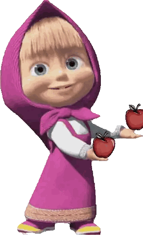 Pink Dress Girl Holding Two Apples