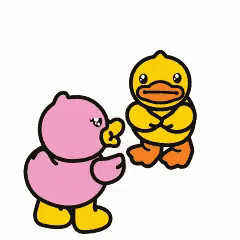 Pink Duck And Yellow Duck Crying GIF