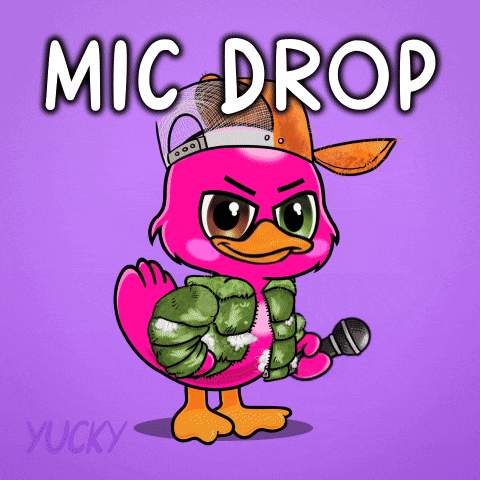 Pink Duck Holding Microphone Mic Drop GIF