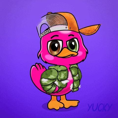 Pink Duck in Hat Saying Lips