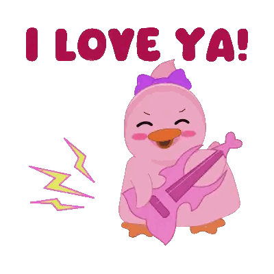 Pink Duck Playing Guitar I Love Ya