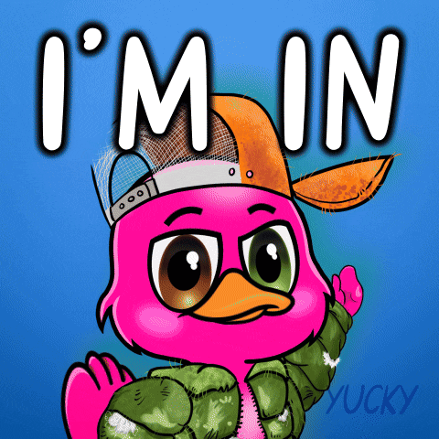 Pink Duck Saying Im In