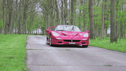 Pink Ferrari Driving