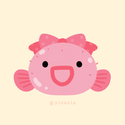 Pink Fish Cartoon Cute Animal GIF 