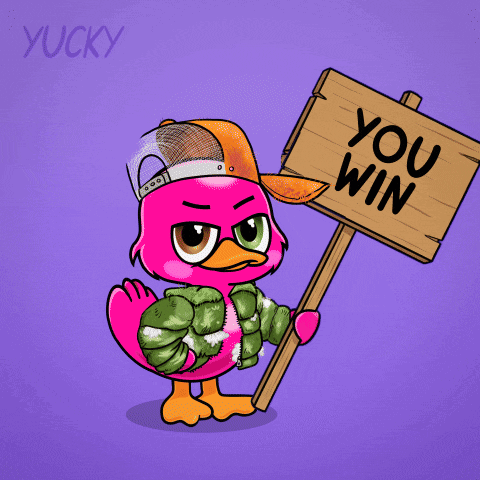 Pink Flamingo Holding You Win Sign
