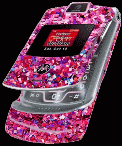 Pink Flip Phone Saying Verizon