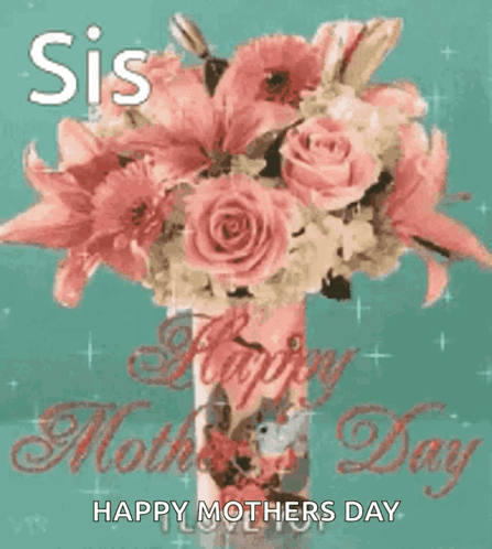 Pink Flower Bouquet with Happy Mothers Day