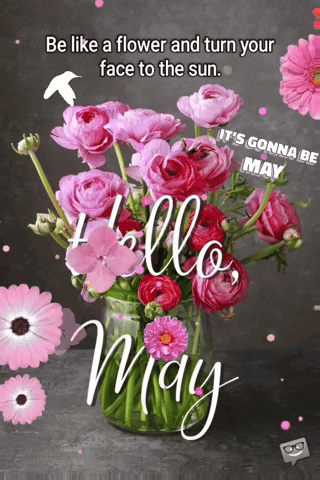Pink Flower Bouquet With Sun Quote GIF