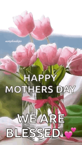 Pink Flower Vase Happy Mothers Day