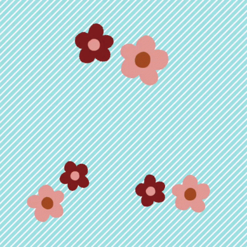 Pink Flowers and Arabic Text on Blue Striped Background