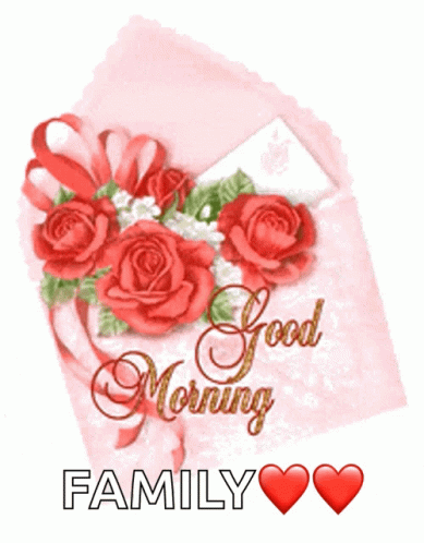 Pink Flowers Envelope Good Morning Family GIF