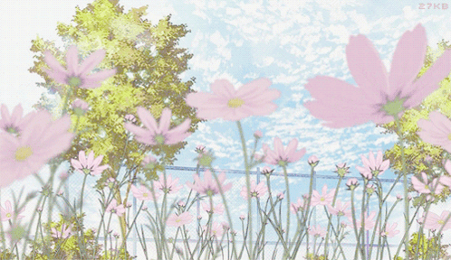 Pink Flowers In Field GIF
