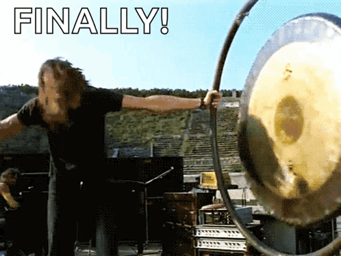 Pink Floyd Rogers Slamming Gong Finally GIF