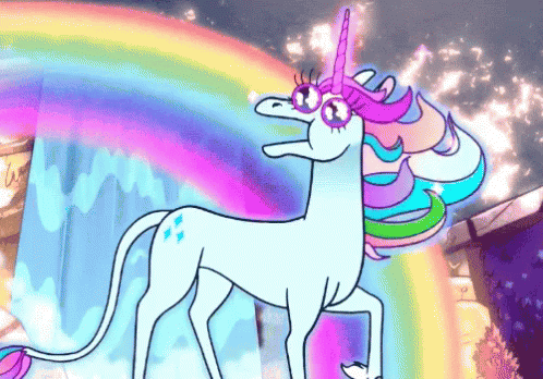 Pink Fluffy Unicorns Dancing On Rainbows Celestabell GIF