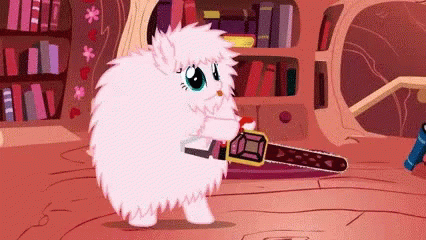 Pink Fluffy Unicorns Dancing On Rainbows Chainsaw GIF