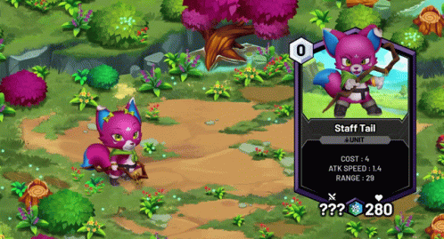 Pink Fox With Staff Tail Card GIF