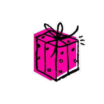 Pink Gift Box with Polka Dots and Black Bow