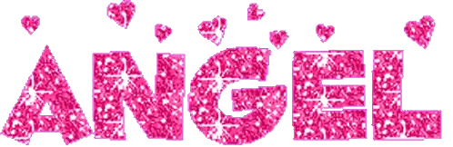 Pink Glitter Angel Word with Hearts