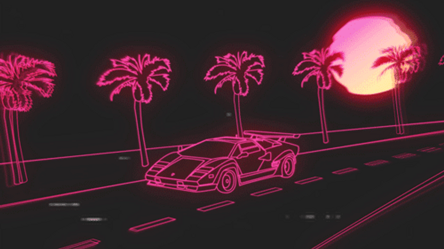 Pink Glowy Lamborghini Art GIF