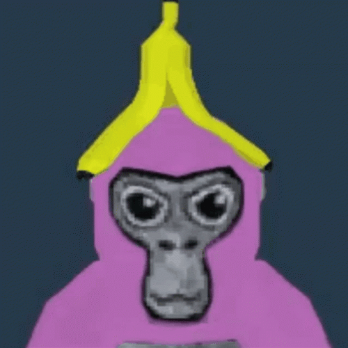 Pink Gorilla Tag With Banana Hat GIF