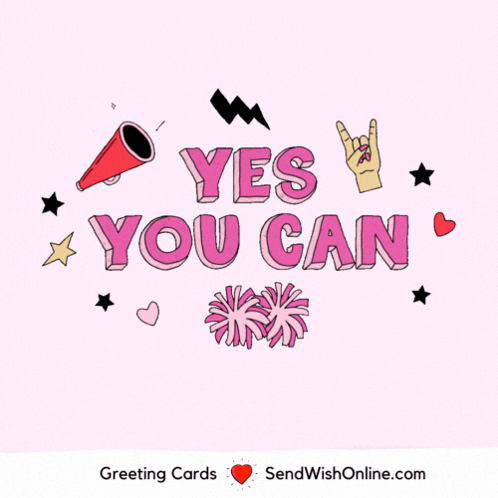 Pink Greeting Card Yes You Can