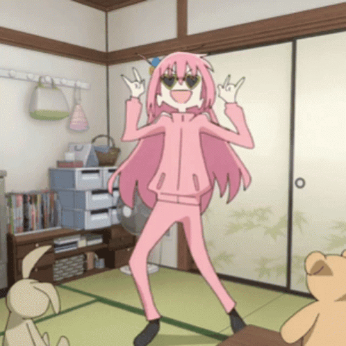 Pink Hair Cartoon Girl Dancing