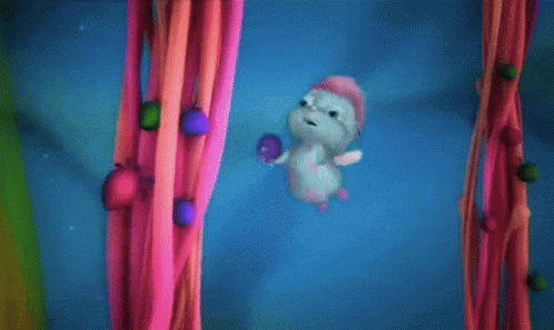 Pink Hair Cartoon Hanging From Rope GIF