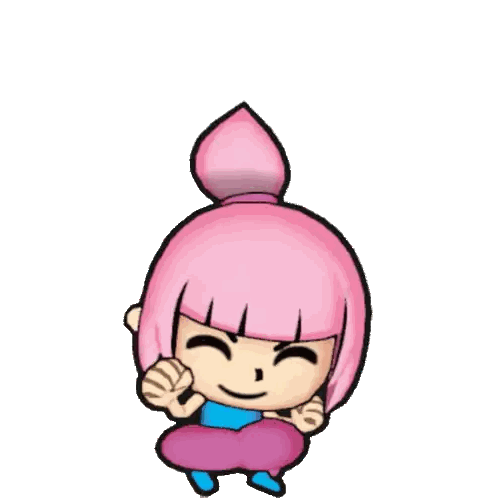 Pink Hair Cartoon Jumping