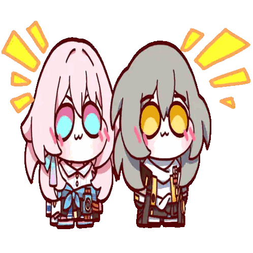 Pink Hair Girl and Gray Hair Girl