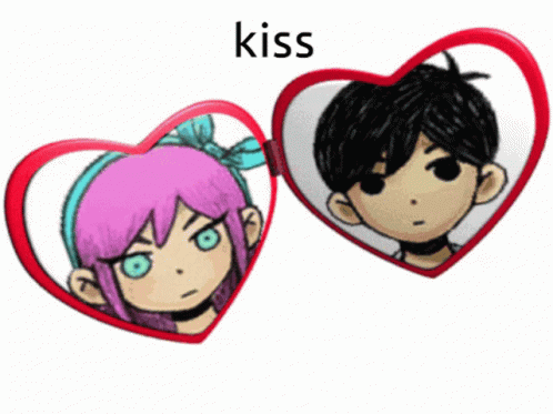 Pink Hair Girl Black Hair Boy Heart Shaped Mirror