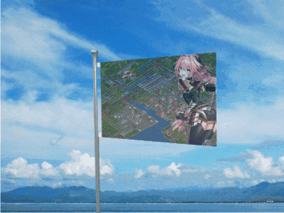 Pink Hair Girl Flying Flag