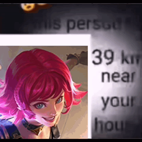 Pink Hair Girl Smiling Next to 39 km Near Your Hour Sign