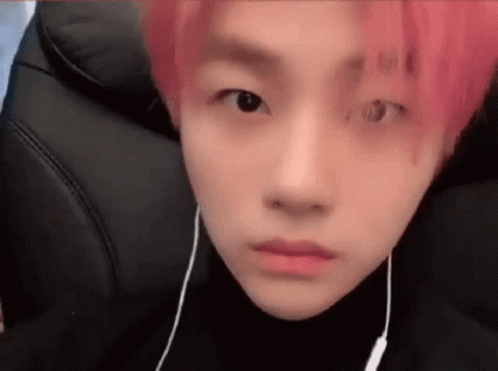 Pink Hair Person In Black Shirt And Headphones GIF