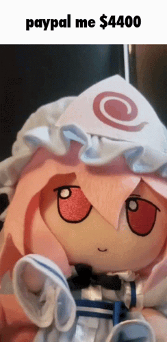 Pink Hair Stuffed Doll Saying Paypal Me 44 GIF