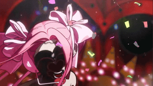 Pink Haired Anime Character With Bow
