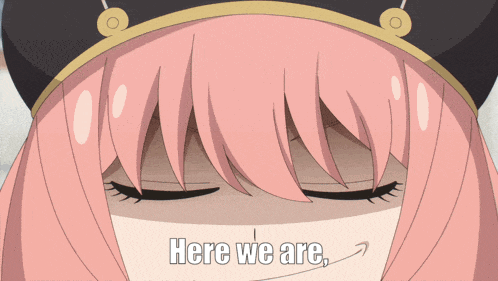 Pink Haired Anime Girl Eyes Closed Here We Are GIF