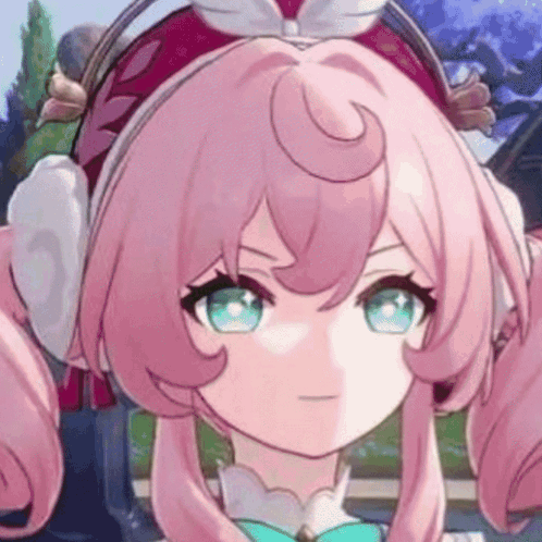 Pink Haired Anime Girl Wearing Ear Muffs and Bow