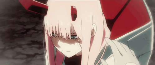 Pink Haired Anime Girl With Horns Crying GIF