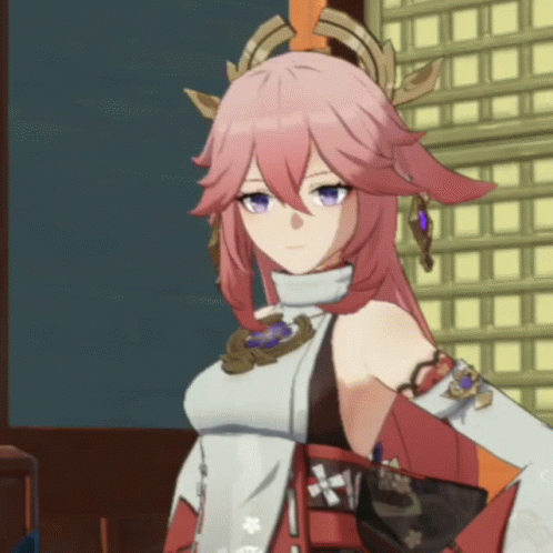 Pink-Haired Blue-Eyed Girl in White and Red